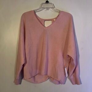 Anthropologie Pilcro The Back Out Pink Rose Cashmere Sweater M Medium NWT New